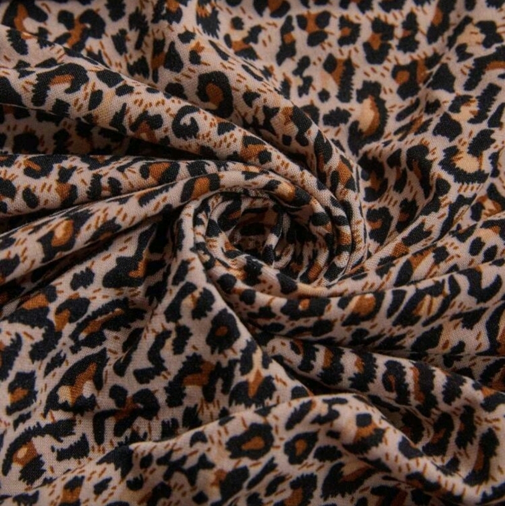 Freevana Leopard Print Strapless Wide Leg Jumpsuit Romper, 16 (2XL), Black & Tan - Picture 6 of 8
